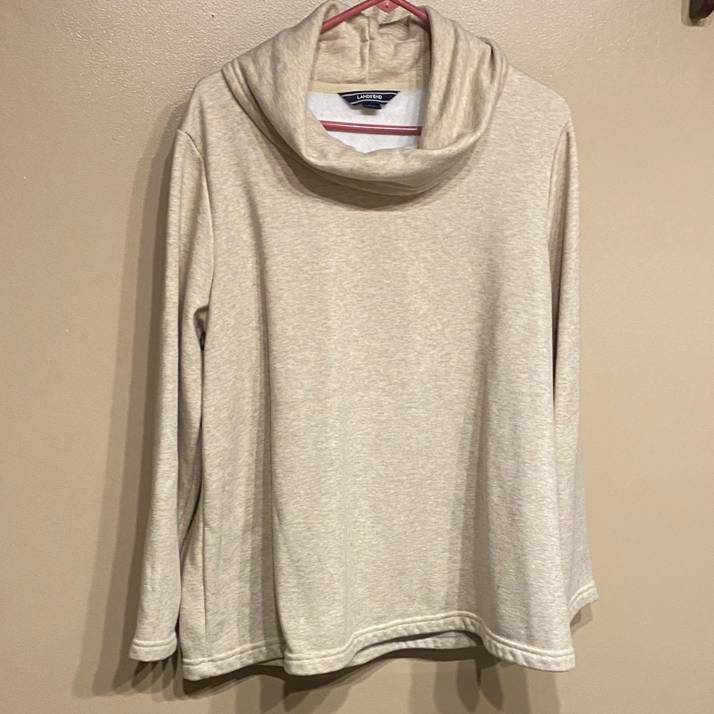 Lands' End Women's Cozy Cream Cowl Neck Sweater